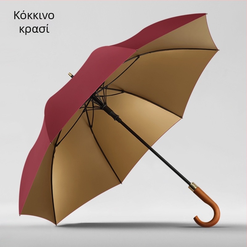 Ομπρέλα γκολφ με μακριά ξύλινη λαβή, 8 ακτίνες, UV προστασία UPF 50+, δυνατότητα προσαρμογή λογότυπου, χειροκίνητο άνοιγμα/κλείσιμο