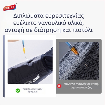 Taili Προστατευτικά μανίκια για το χέρι – αντίκοπή και αντίδιάτρηση, ελαφριά, αδιάβροχα, πολυεπίπεδο ύφασμα