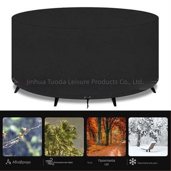 Κυκλικό Κάλυμμα Τραπεζιού για Φαγητό, 420D Oxford Ύφασμα, Ενισχυμένο Εξωτερικό Αδιάβροχο Προστατευτικό Κάλυμμα Επίπλων
