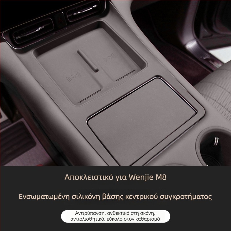 Σιλικονούχο πατάκι κεντρικής κονσόλας με ασύρματη φόρτιση για Wenjie M8 — προστασία από γρατζουνιές και σκόνη, κωδικός προϊόντος WTX-004