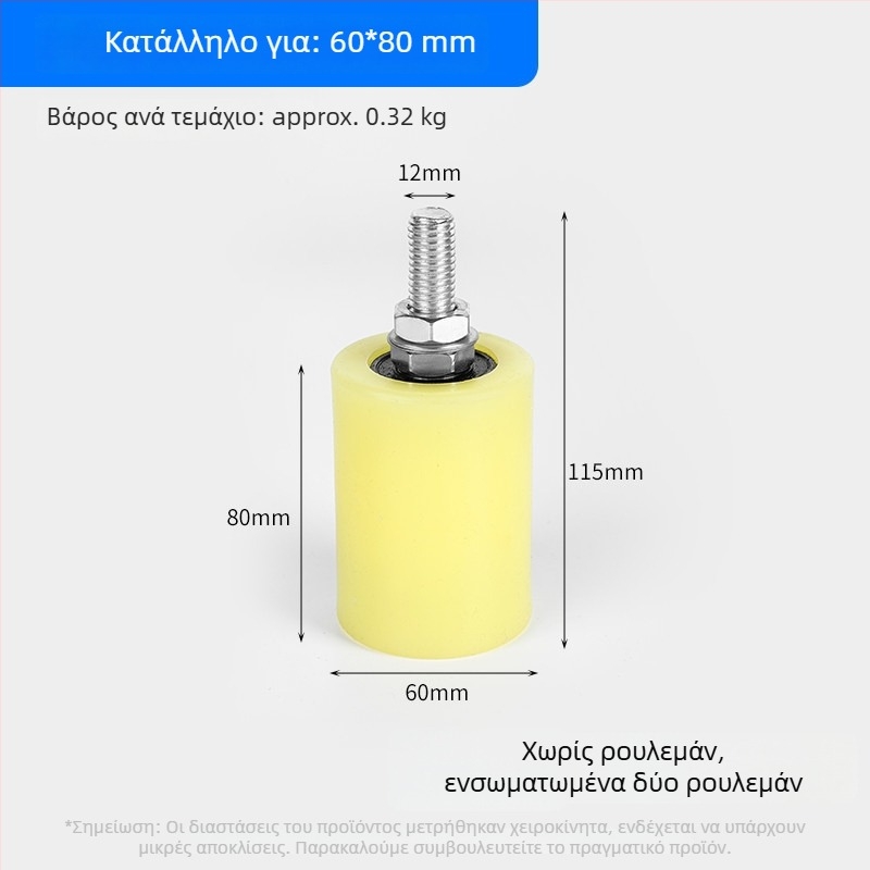 Νάιλον τροχός καθοδήγησης για συρόμενες πόρτες και ιμάντες μεταφοράς — εξωτερική διάμετρος 1, διάμετρος άξονα 1, ακτίνα αυλακιού σχοινιού 1, πάχος τοιχώματος 1