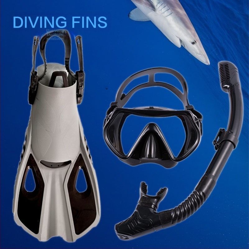 Σετ σνόρκελινγκ ενηλίκων: μάσκα, πλήρως στεγνός σωλήνας, ρυθμιζόμενα κοντά πτερύγια — Υλικό: Σιλικόνη, TPR, Tempered Glass; Κωδικός: MSF01; Διασυνοριακή εξαγωγή: Ναι; Ιδία μάρκα: Ναι