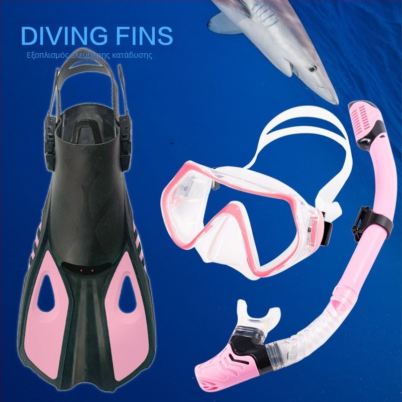 Σετ σνόρκελινγκ ενηλίκων: μάσκα, πλήρως στεγνός σωλήνας, ρυθμιζόμενα κοντά πτερύγια — Υλικό: Σιλικόνη, TPR, Tempered Glass; Κωδικός: MSF01; Διασυνοριακή εξαγωγή: Ναι; Ιδία μάρκα: Ναι