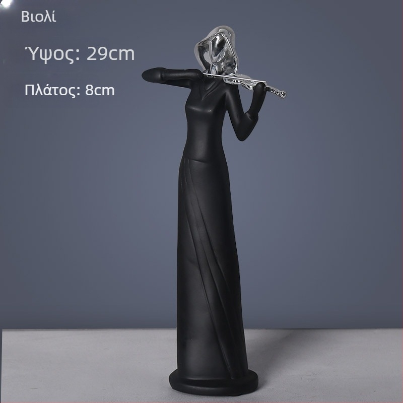 Γλυπτό ρητίνης με χαρακτήρες μουσικής μπάντας – Σκανδιναβικός μινιμαλιστικός σχεδιασμός για καθιστικό, διακοσμητικό για τηλεόραση και κρασί, αφαιρετική τέχνη, Violin