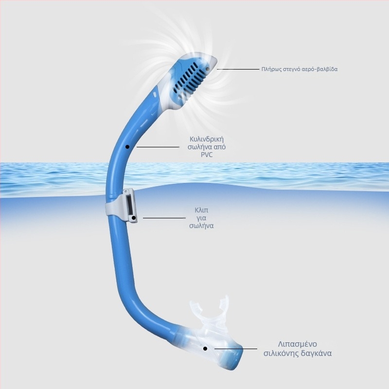 Παιδικό πλήρως στεγνό σνόρκελ για υποβρύχια αναπνοή και προπονητικό κολύμπι – PVC + σιλικόνη, μάρκα Yibanglong