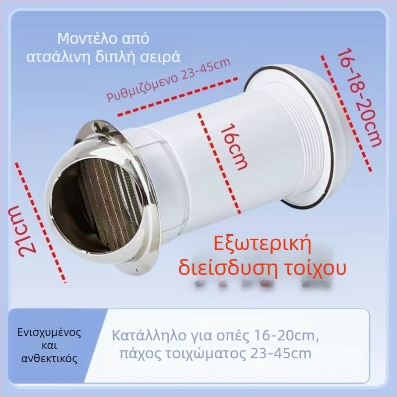 Eastern PP διαπερατή τοίχος-βαλβίδα ελέγχου με καπάκι προστασίας από βροχή για εξωτερική κουζίνα, μοντέλο 048, μοντέρνος μινιμαλιστικός στυλ