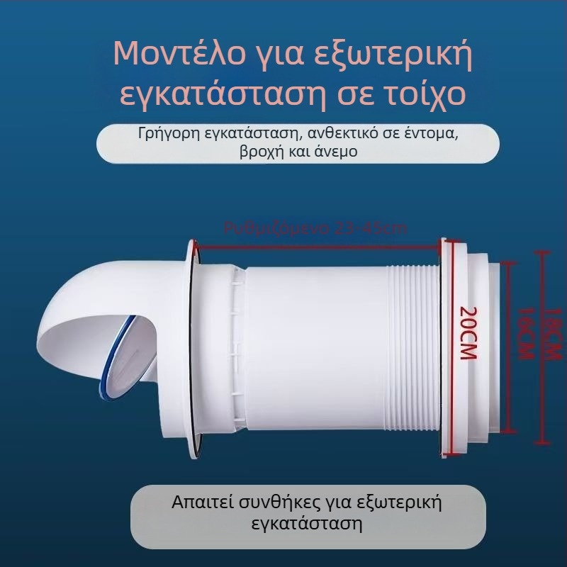 Eastern PP διαπερατή τοίχος-βαλβίδα ελέγχου με καπάκι προστασίας από βροχή για εξωτερική κουζίνα, μοντέλο 048, μοντέρνος μινιμαλιστικός στυλ