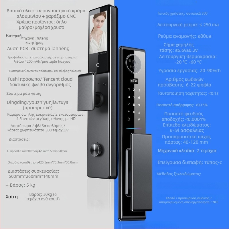Έξυπνο λουκέτο με αποτύπωμα και 3D αναγνώριση προσώπου, μοντέλο C10, αποθήκευση αποτυπωμάτων 100, περισσότερες από 200k ξεκλειδώσεις, χρόνος σάρωσης 0.01s