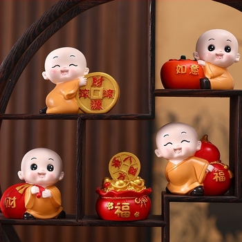 Φιγούρα μοναχού από ρητίνη σε κινεζικό στυλ, διακοσμητικό καρτούν, δώρο για το σπίτι