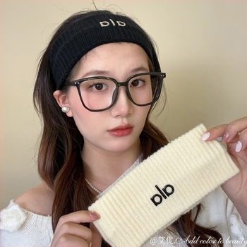 Aiyou κορδέλα μαλλιών με γράμματα — ευρύ κεφαλόδεσμος, κορεατικού ύφους, πλεκτή, καρό μοτίβο, φθινοπωρινό/χειμερινό 2025, κατάλληλη ως δώρο