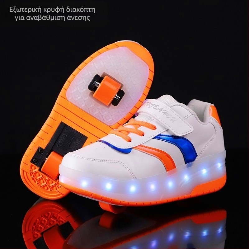 Παπούτσια με LED φώτα, Διπλοί τροχοί PU, Starbar Monkey, Unisex