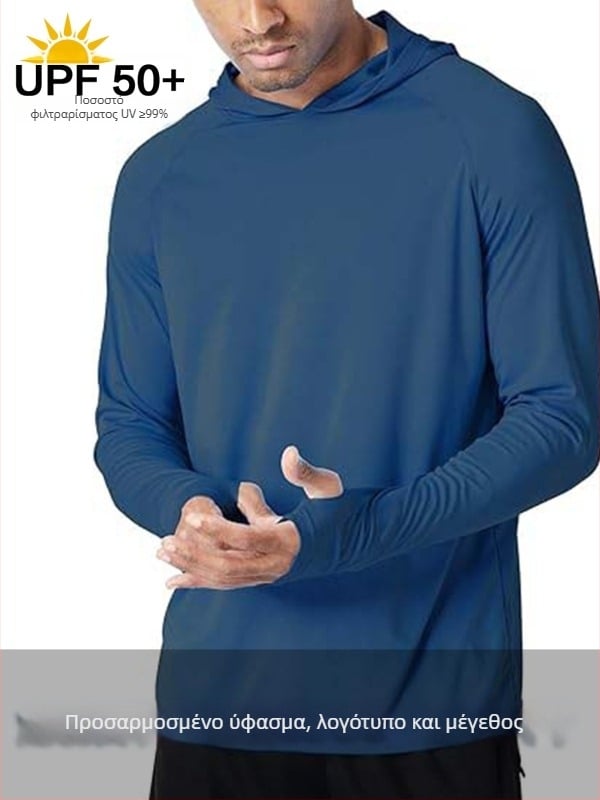 Μπλούζα με κουκούλα, slim-fit, ράγκλαν μακριά μανίκια, UPF50+, 90% πολυεστέρας / 10% ελαστάν