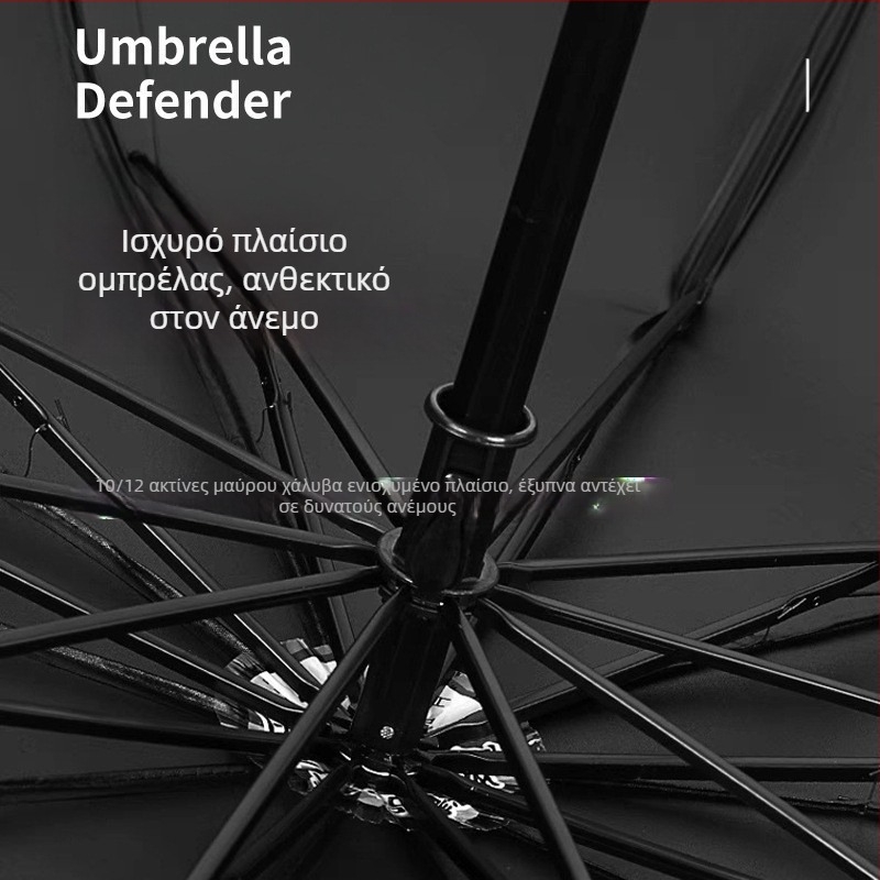 Πτυσσόμενη ομπρέλα, χειροκίνητο άνοιγμα/κλείσιμο, μεταλλικός σκελετός με 12 ράβδες, UPF50+ UV προστασία, αδιάβροχη