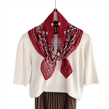 Φουλάρι για γυναίκες, τετράγωνο πολυεστερικό φουλάρι με εκτύπωση, warp-knit ύφανση, άνοιξη μόδα