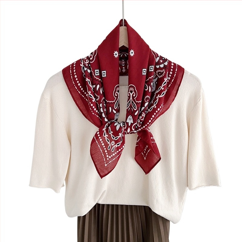 Φουλάρι για γυναίκες, τετράγωνο πολυεστερικό φουλάρι με εκτύπωση, warp-knit ύφανση, άνοιξη μόδα