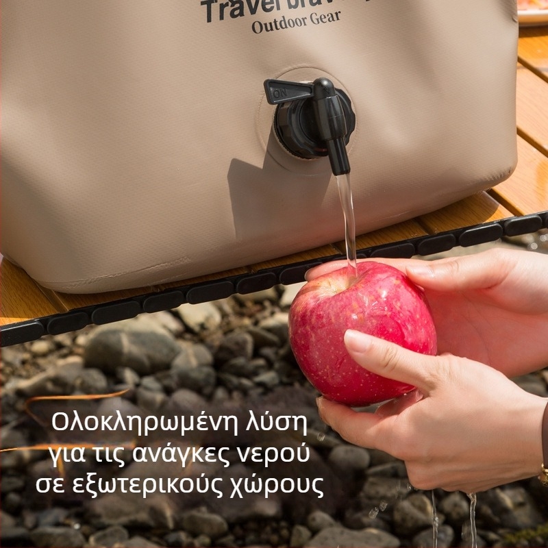 Υπαίθρια πτυσσόμενη φορητή αδιάβροχη τσάντα αποθήκευσης νερού με βαλβίδα, 8L, ύφασμα PVC με δίχτυ