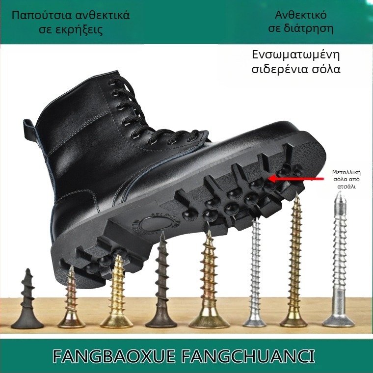 Unisex μαλλινα μποτάκια μαχητικά, με βελούδινη επένδυση, υψηλό πάνω μέρος, με μεταλλικό δάχτυλο ποδιού και μεταλλική σόλα (Μεταλλικός δάχτυλος, Μεταλλική σόλα, Βελούδινη επένδυση, Υψηλό πάνω μέρος, Χειμερινά)