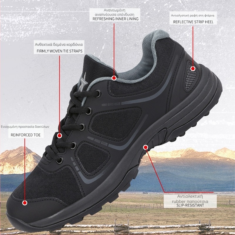 Unisex παπούτσια προπόνησης – διαπνέοντα και ανθεκτικά, επάνω TPU/τεχνητό δέρμα/ύφασμα, σόλα καουτσούκ, κορδόνια, χαμηλό ύψος