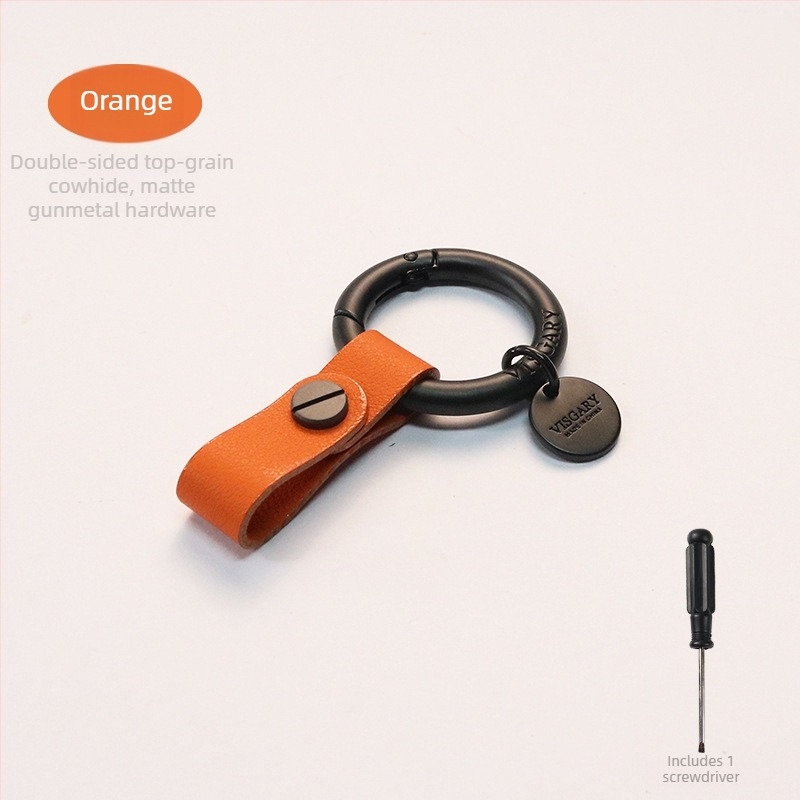 VISGARY Κλειδοθήκη από γνήσιο δέρμα με V-κούμπωμα, κομψός και λιτός
