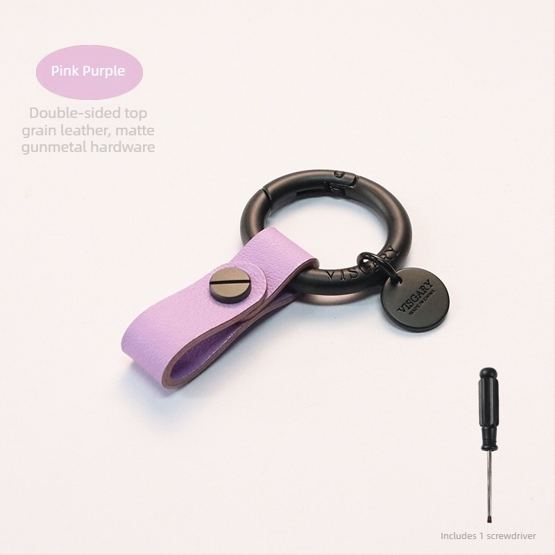 VISGARY Κλειδοθήκη από γνήσιο δέρμα με V-κούμπωμα, κομψός και λιτός