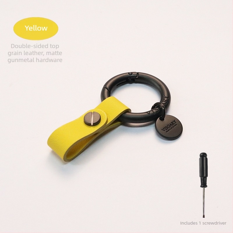 VISGARY Κλειδοθήκη από γνήσιο δέρμα με V-κούμπωμα, κομψός και λιτός