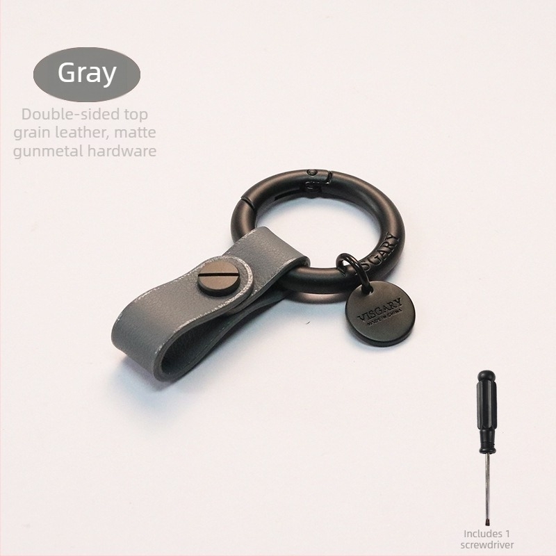 VISGARY Κλειδοθήκη από γνήσιο δέρμα με V-κούμπωμα, κομψός και λιτός