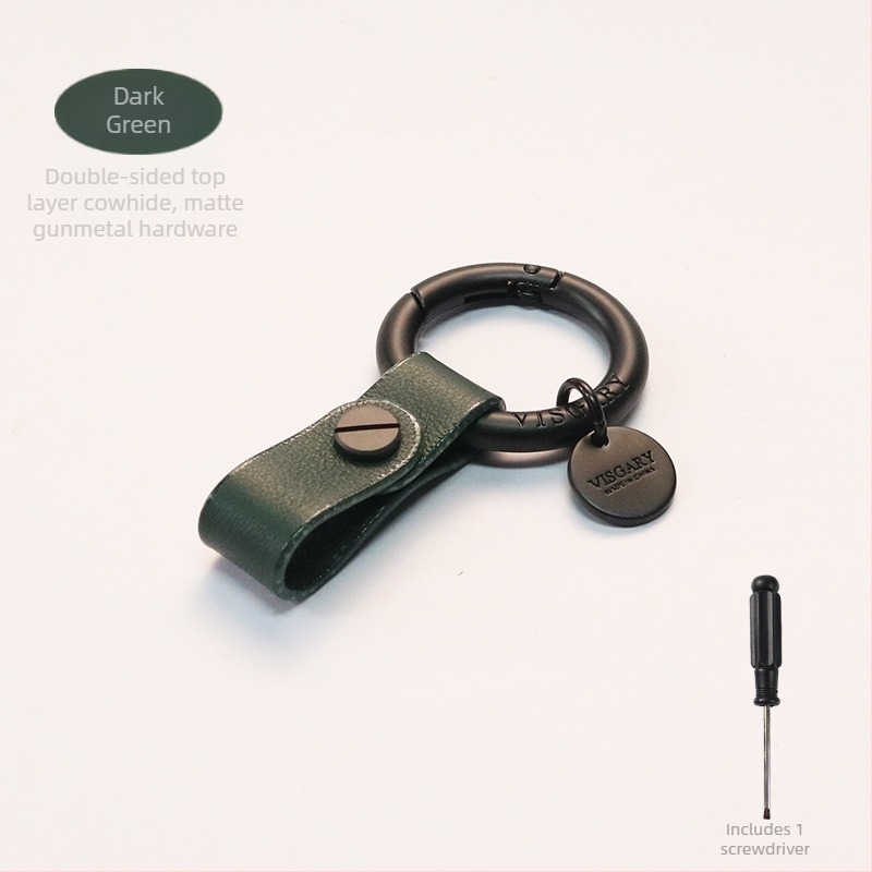 VISGARY Κλειδοθήκη από γνήσιο δέρμα με V-κούμπωμα, κομψός και λιτός