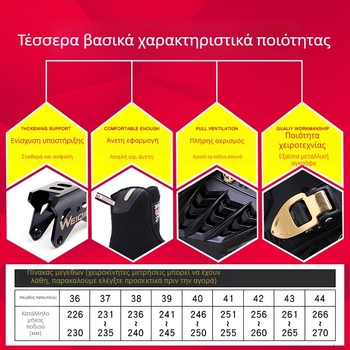 Inline roller skates για ενήλικες – unisex, PU ροδάκια σε μονή σειρά, επάνω μέρος PP, βάση από αλουμίνιο