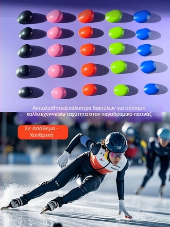 Γάντια ήμιδάχτυλα για πάγο με πλαστικό κούμπωμα δακτύλου, αντιτριβή και αντικοπή