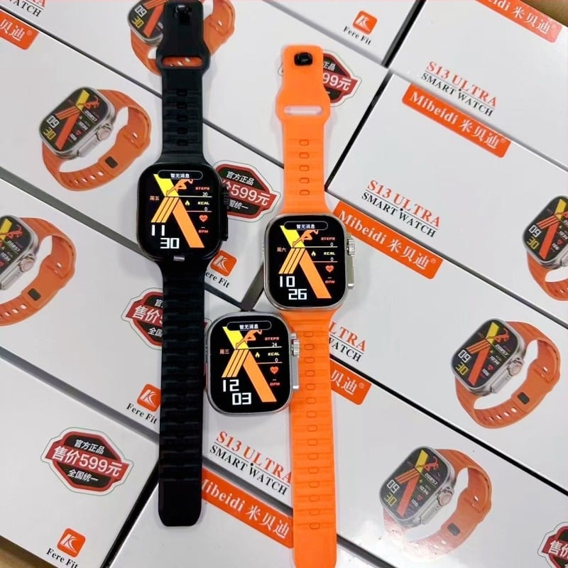 Smartwatch S12/S13 Bluetooth — Μέτρηση καρδιακού ρυθμού, αρτηριακής πίεσης και οξυγόνου στο αίμα, AMOLED τετράγωνη οθόνη, Ασύρματη και μαγνητική φόρτιση