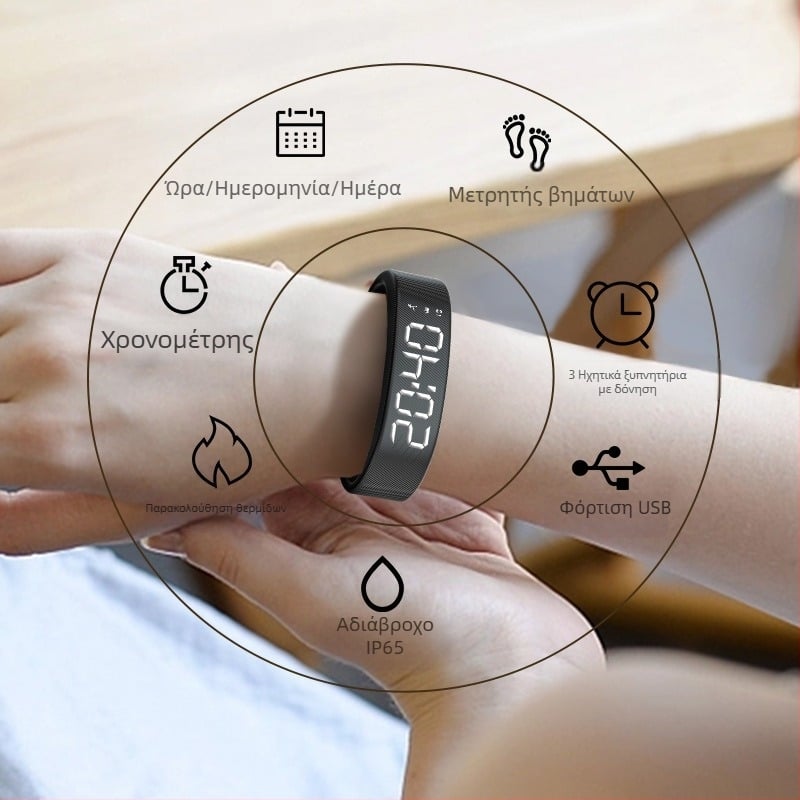 Jiakasi smartwatch και αθλητικό βραχιόλι - σιλικόνινο λουρί, πλαστικό περίβλημα, λειτουργία με κουμπί, έξυπνη υπενθύμιση