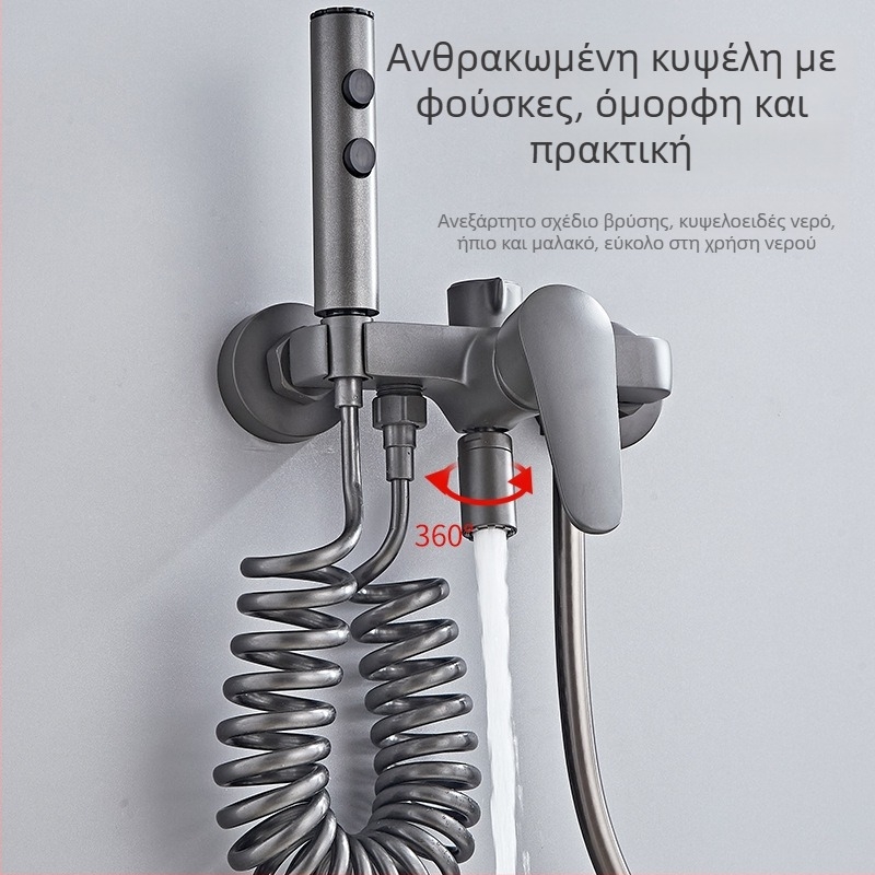 Σετ ντους από χαλκό με εντοιχισμένη εγκατάσταση, λειτουργία βροχής, στυλ πολυτελείας, στρογγυλή κεφαλή ντους