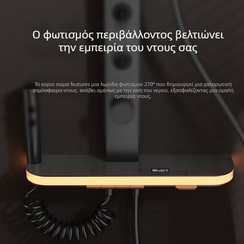 Σετ ντους με ψηφιακή οθόνη, θερμοστατική σταθερή θερμοκρασία, αυτόματη πλήρωση νερού, βροχή ντους, τετράγωνη κεφαλή ντους από αλουμίνιο κατηγορίας αεροδιαστημικής ποιότητας