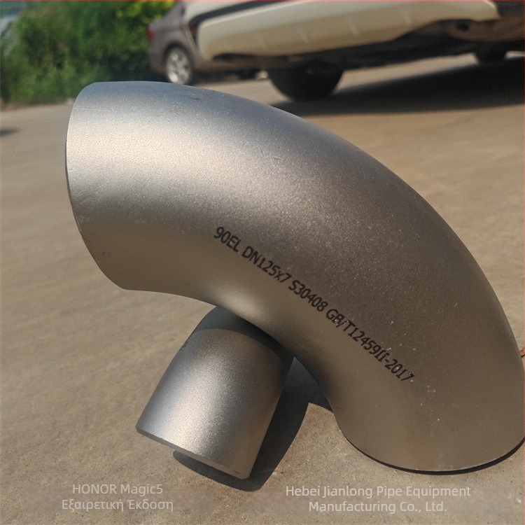 Ανοξείδωτος γωνιαίος σωλήνας, 90°, μακρύς ακτινικός καμπτήρας, εθνικό πρότυπο, αντίσταση στη διάβρωση