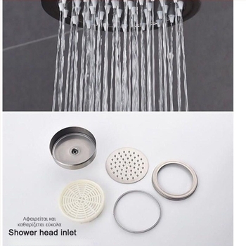 Κεφαλή ντους από ανοξείδωτο χάλυβα 304, τοίχο-εγκατάσταση, λειτουργία βροχής, εξοικονόμηση νερού, ηλεκτροπλατιωμένο φινίρισμα, κινεζικού στυλ