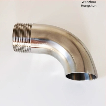 Γωνιακός εξάρτημα σωλήνα με εξωτερική βίδα, ανοξείδωτος χάλυβας, Ø10–114 mm, πάχος τοιχώματος 2.0 mm, γυαλιστερή επιφάνεια