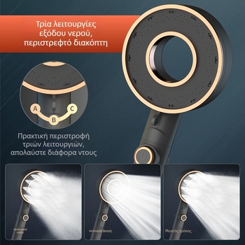 Σετ κεφαλής ντους - φορητό ABS, λειτουργία βροχής, στρογγυλή κεφαλή