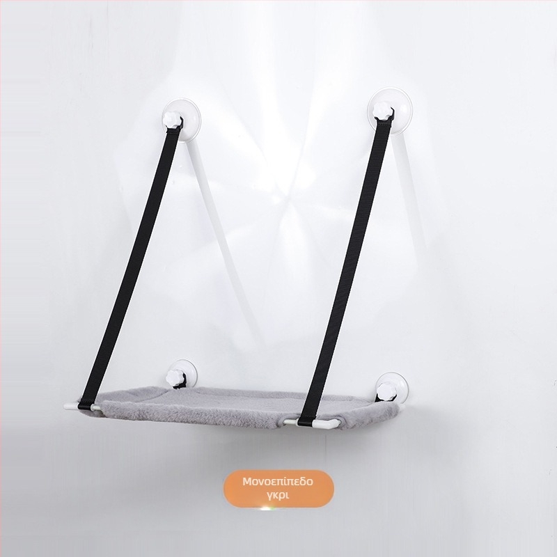 Χάμποκ για γάτες με βεντούζες παραθύρου, διπλό επίπεδο τοίχου για αναρρίχηση και γατο-καταφύγιο