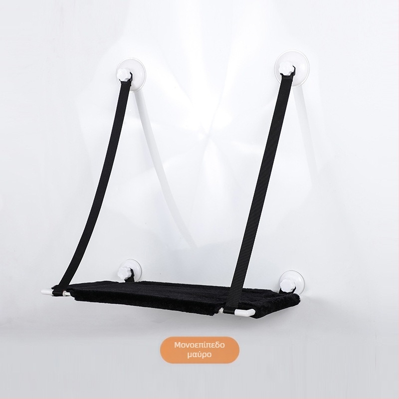 Χάμποκ για γάτες με βεντούζες παραθύρου, διπλό επίπεδο τοίχου για αναρρίχηση και γατο-καταφύγιο