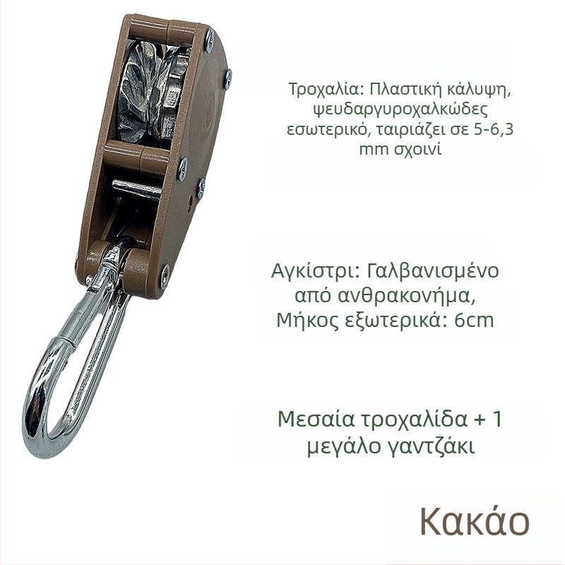 Τροχός σφιξίματος σκοινιού σκηνής – συμβατός με 4,5–6,3 mm, εξωτερικό ABS, εσωτερικός ψευδάργυρος