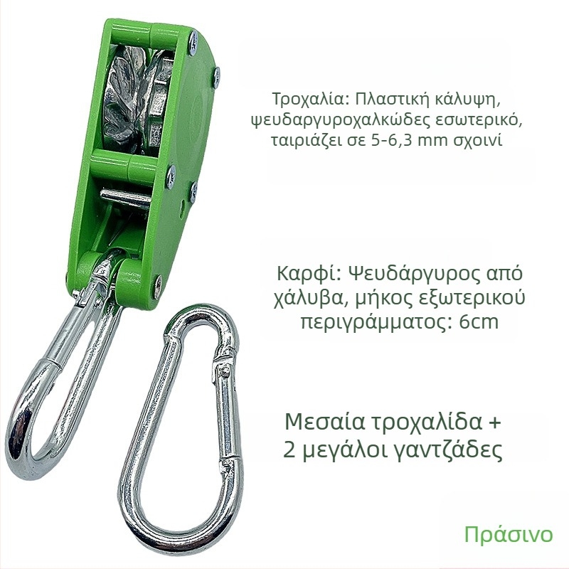 Τροχός σφιξίματος σκοινιού σκηνής – συμβατός με 4,5–6,3 mm, εξωτερικό ABS, εσωτερικός ψευδάργυρος