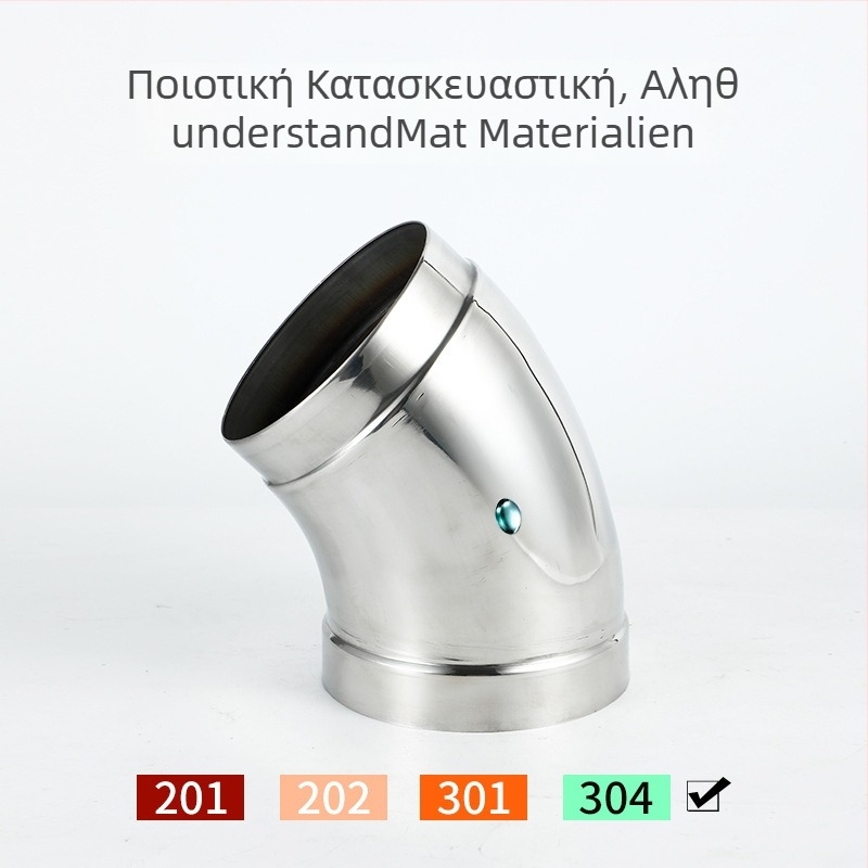 Ανοξείδωτος χάλυβας 304 γωνιακός σωλήνας, συγκολλημένος, με μεγάλο διάμετρο, 90°, τοίχος 1,2 mm