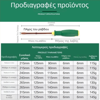 Συνδυασμένο κατσαβίδι με επίπεδη και σταυρή κεφαλή, μαγνητικό, από κράμα S2, μη μονωμένο, βάρος 100–150 g