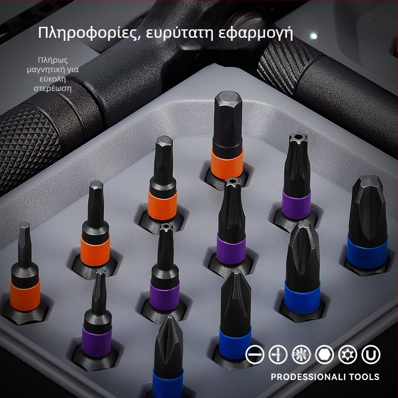 Πολυλειτουργικό κατσαβίδι με μηχανισμό ρατσέτ και σετ bit, από S2 κράμα εργαλείων