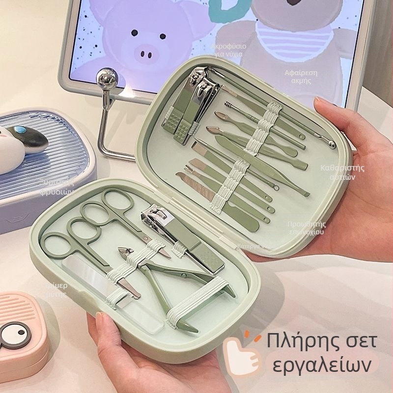 Σετ νυχιών από ανοξείδωτο ατσάλι, φορητό στυλ τσέπης, απλός σχεδιασμός, καρτούν σχέδιο