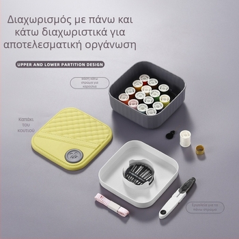 Φορητό κουτί ραπτικής, πλαστικό, διπλό επίπεδο αποθήκευσης, σετ ραπτικής