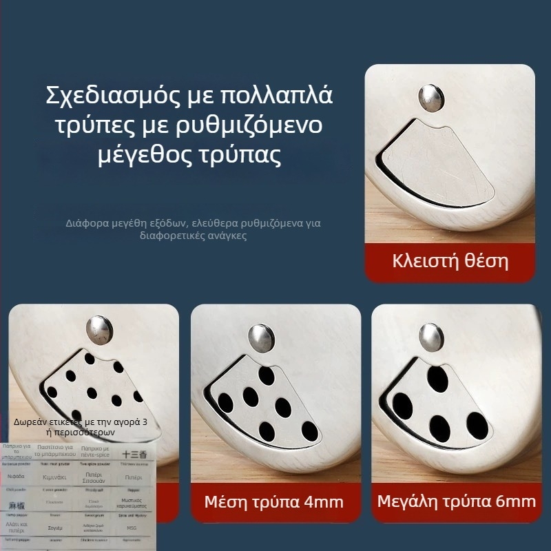 Meigangxing Ανοξείδωτο περιστρεφόμενο δοχείο μπαχαρικών για στερεά, περιστρεφόμενη τάπα, δυνατότητα εκτύπωσης λογοτύπου, εργαλείο κουζίνας