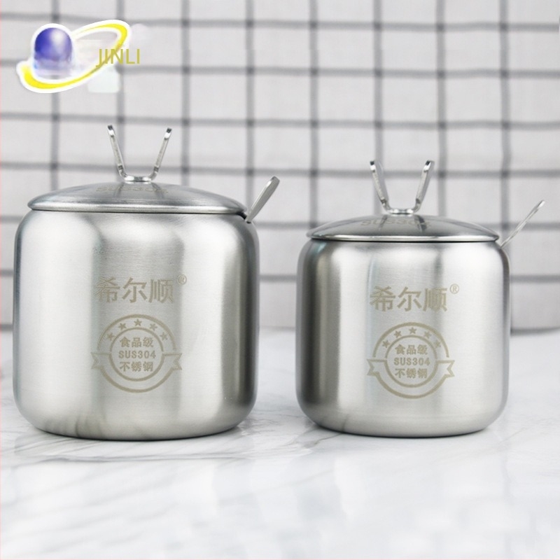 Δοχείο καρυκεύματος από ανοξείδωτο χάλυβα 304, στρογγυλό σχήμα, εκτυπωμένο λογότυπο, δυνατότητα προσαρμογής