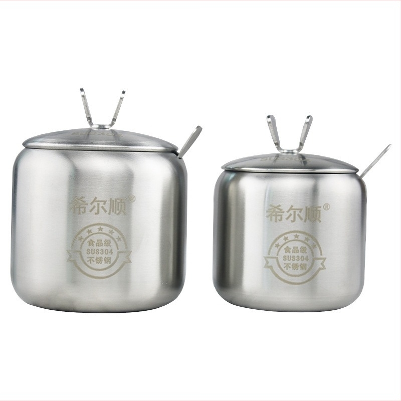 Δοχείο καρυκεύματος από ανοξείδωτο χάλυβα 304, στρογγυλό σχήμα, εκτυπωμένο λογότυπο, δυνατότητα προσαρμογής