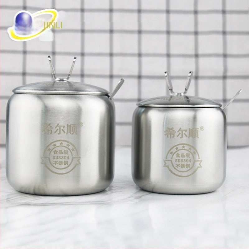 Δοχείο καρυκεύματος από ανοξείδωτο χάλυβα 304, στρογγυλό σχήμα, εκτυπωμένο λογότυπο, δυνατότητα προσαρμογής